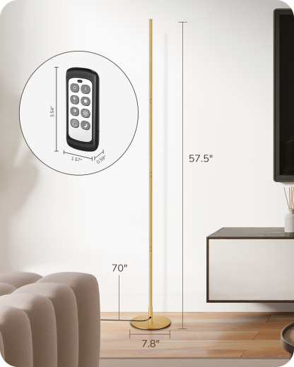 EDISHINE Set of 2 LED Dimmable Corner Floor Lamp with remote-HFLCB2J