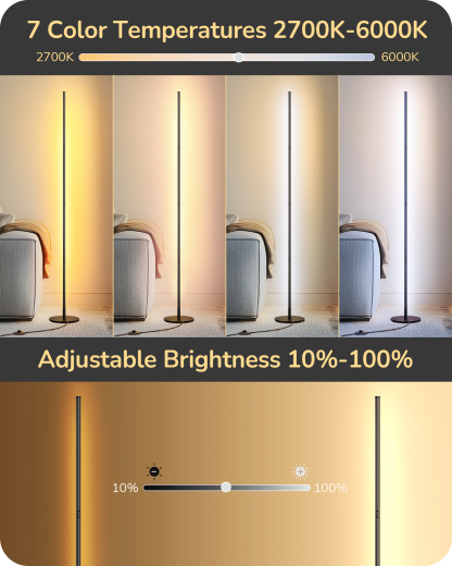 EDISHINE Set of 2 57.5" Modern Corner Floor Lamp with Remote Control-HFLCB2K