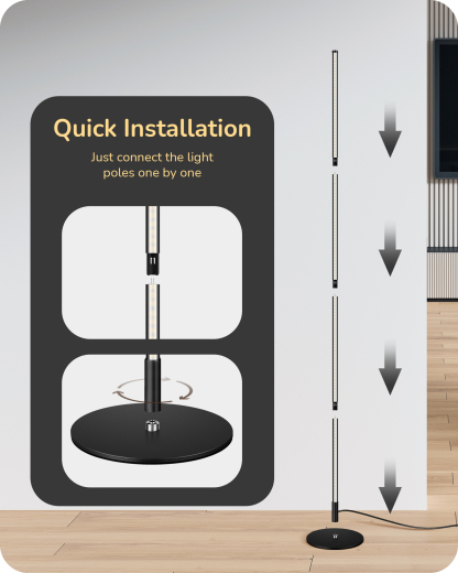 EDISHINE 57.5" Dimmable Corner Floor Lamp-HFLCB2F
