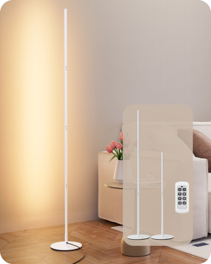 EDISHINE 57.5" Dimmable Corner LED Floor Lamp with Remote-HFLCB2H