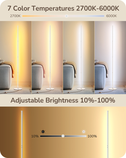 EDISHINE 57.5" Dimmable Corner LED Floor Lamp with Remote-HFLCB2H