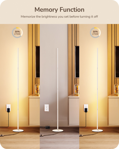 EDISHINE 57.5" Dimmable Corner LED Floor Lamp with Remote-HFLCB2H