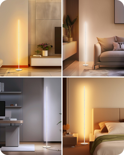 EDISHINE 57.5" Dimmable Corner LED Floor Lamp with Remote-HFLCB2H