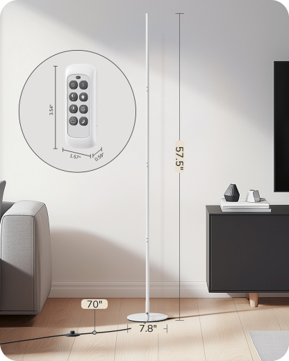 EDISHINE 57.5" Dimmable Corner LED Floor Lamp with Remote-HFLCB2H
