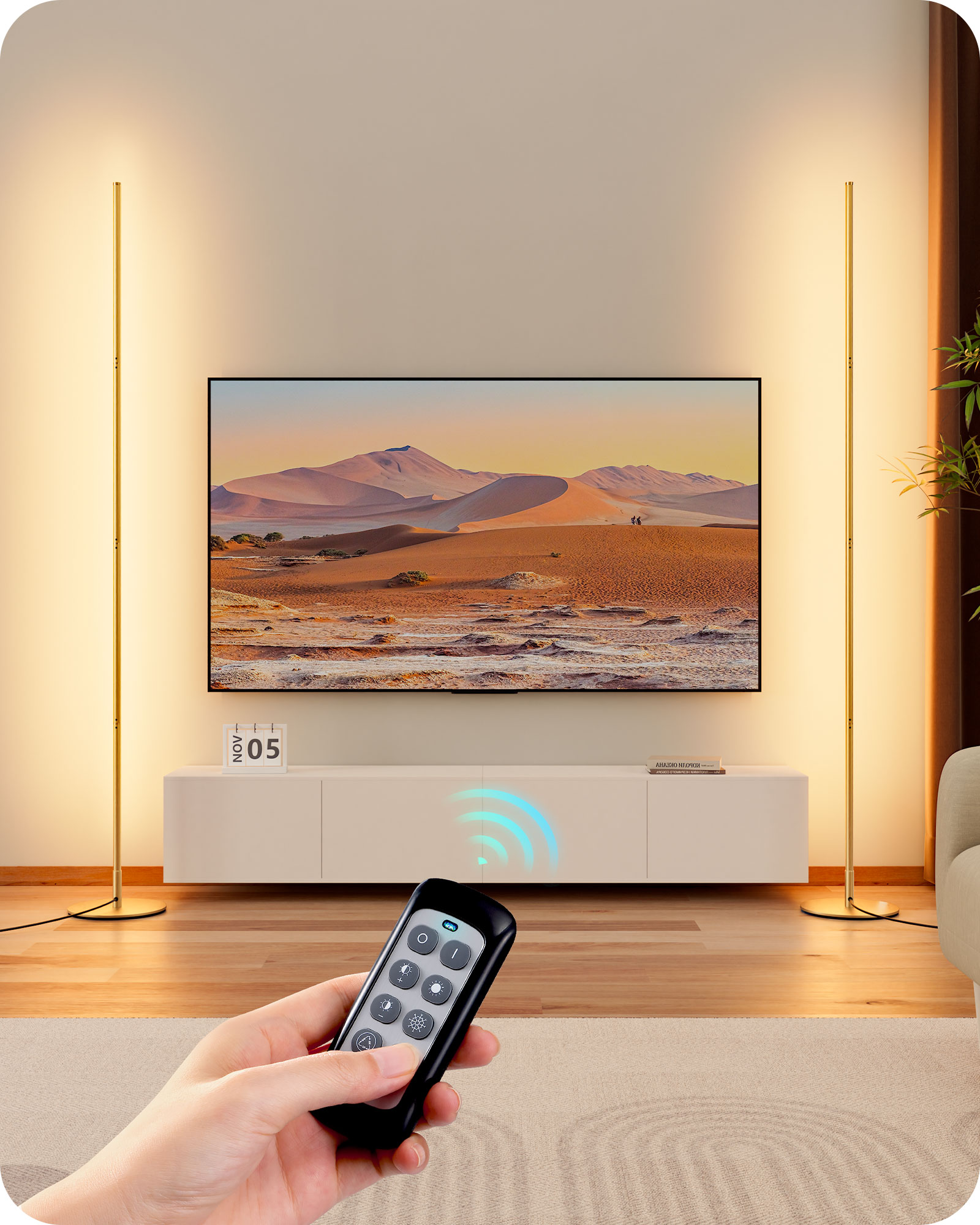 EDISHINE Set of 2 LED Dimmable Corner Floor Lamp with remote-HFLCB2J