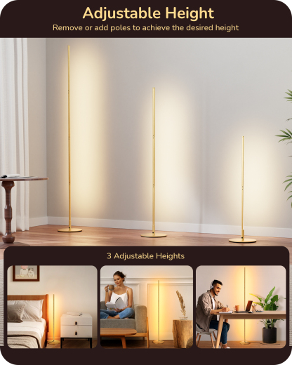 EDISHINE Set of 2 LED Dimmable Corner Floor Lamp with remote-HFLCB2J