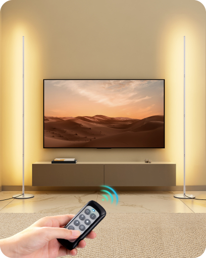 EDISHINE Set of 2  57.5" Dimmable LED Floor Lamp with Remote Control, Silver-HFLCB2L