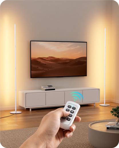 EDISHINE Set of 2 57.5" Minimalist Dimmable LED Floor Lamp with Remote, White-HFLCB2M