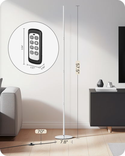 EDISHINE Set of 2 57.5" Minimalist Dimmable LED Floor Lamp with Remote, White-HFLCB2M