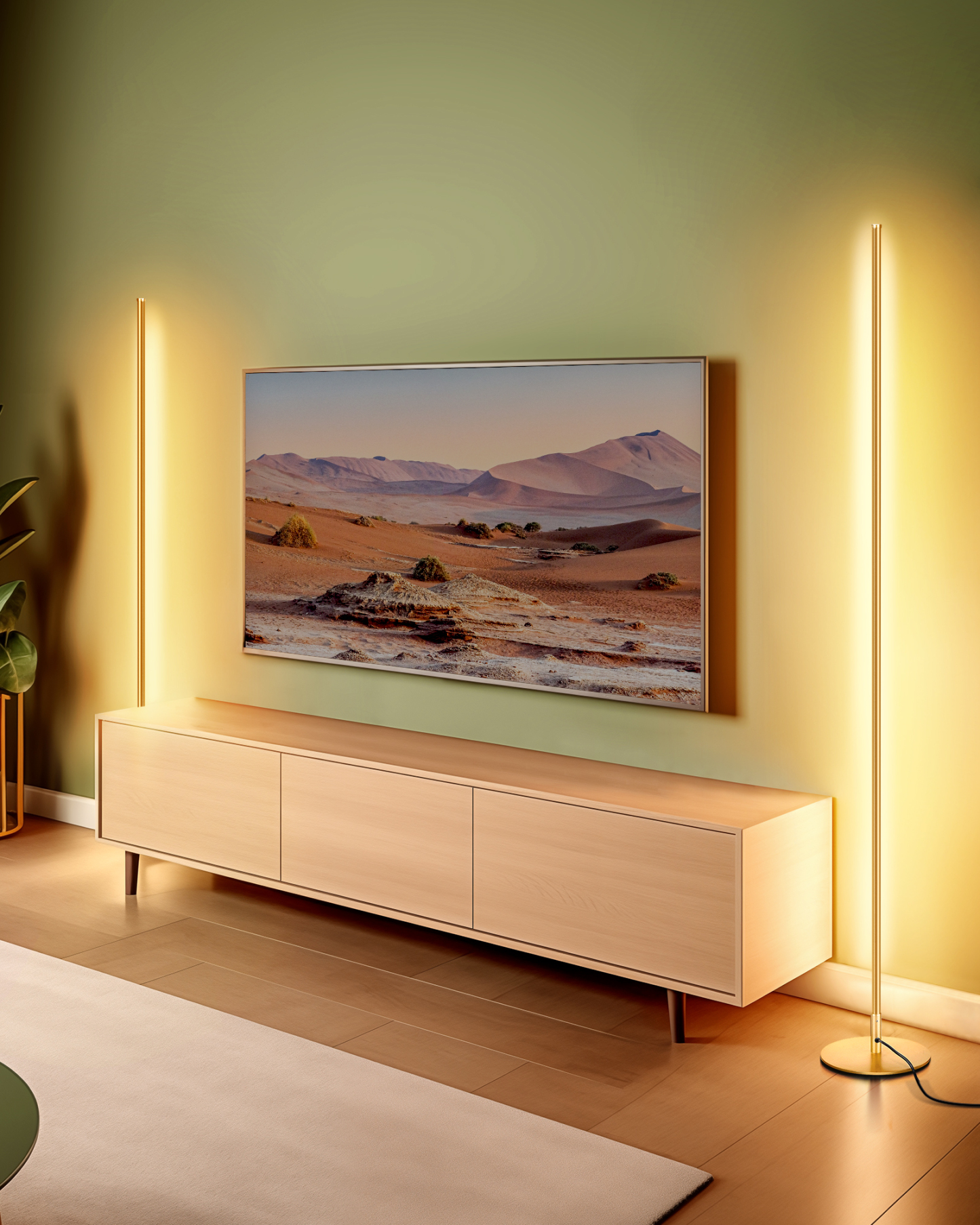 EDISHINE 2 Pack 57.5" Minimalist Dimmable LED Corner Floor Lamp with Remote, 3000K Warm White Light (Gold)-ZHFLCB3A2
