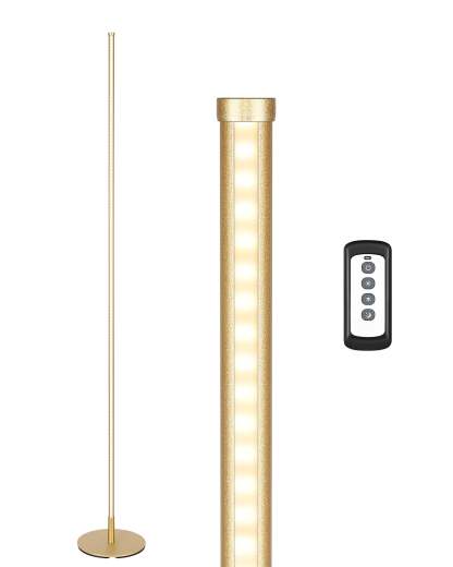 EDISHINE 57.5" Minimalist Dimmable LED Corner Floor Lamp with Remote, 3000K Warm White Light (Gold)-HFLCB3A-B2B