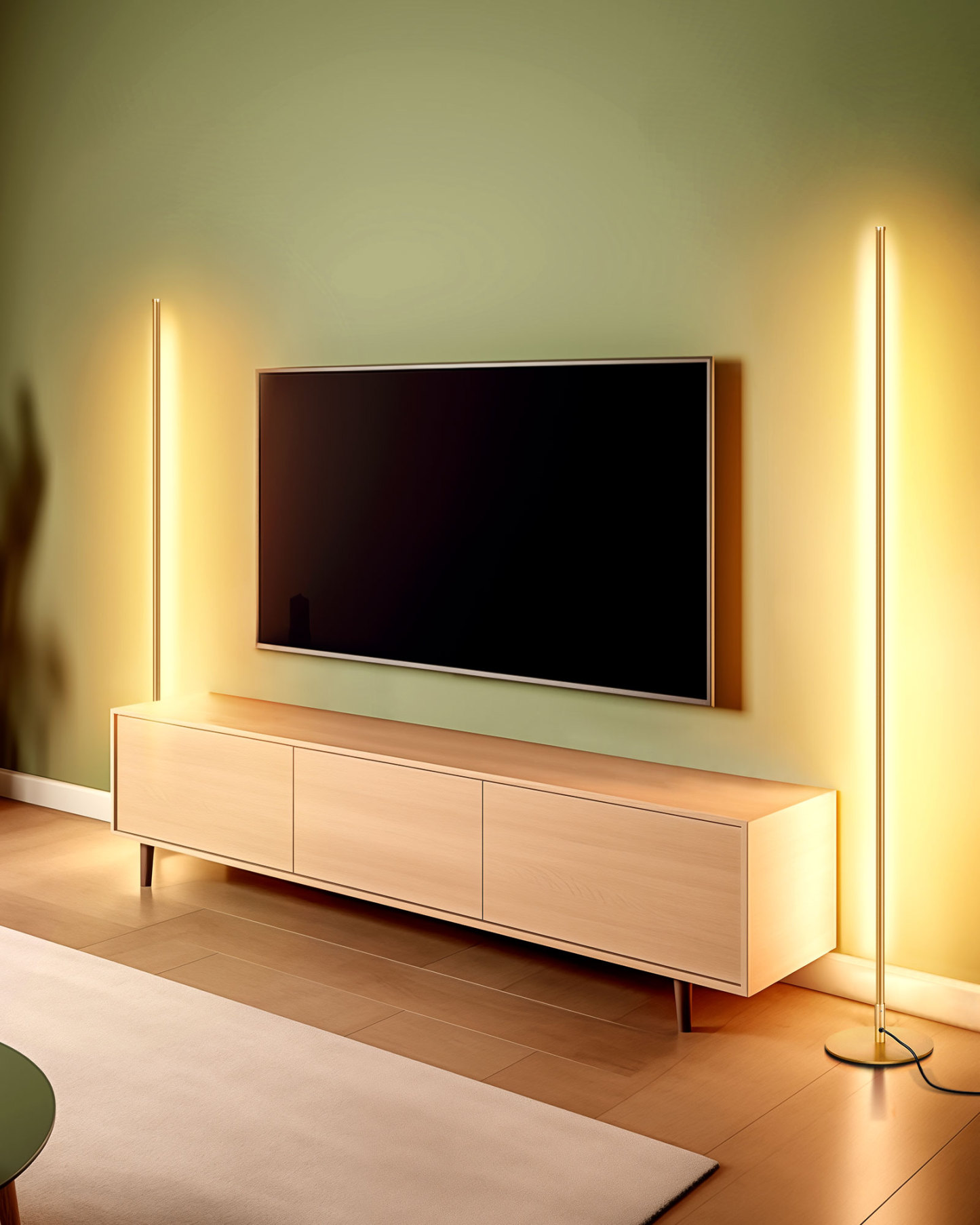 EDISHINE 2 Pack 57.5" Minimalist Dimmable LED Corner Floor Lamp with Remote, 3000K Warm White Light (Gold)-ZHFLCB3A2
