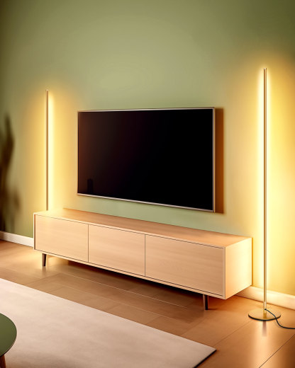 EDISHINE 2 Pack 57.5" Minimalist Dimmable LED Corner Floor Lamp with Remote, 3000K Warm White Light (Gold)-ZHFLCB3A2