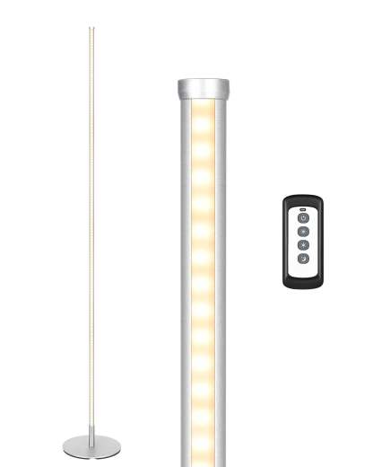 EDISHINE 57.5" Minimalist Dimmable LED Corner Floor Lamp with Remote, 3000K Warm White Light (Silver)-F1HFLCB3C