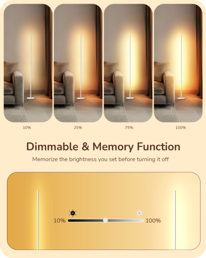 EDISHINE 57.5” Dimmable LED Corner Floor Lamp with Remote-HLFL02N