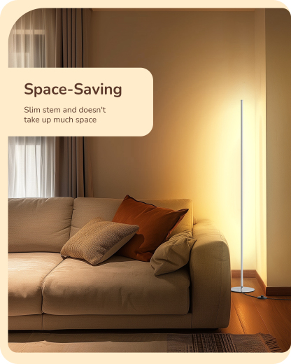EDISHINE 57.5" Dimmable LED Corner Floor Lamp with Remote, White-HFLCB3D