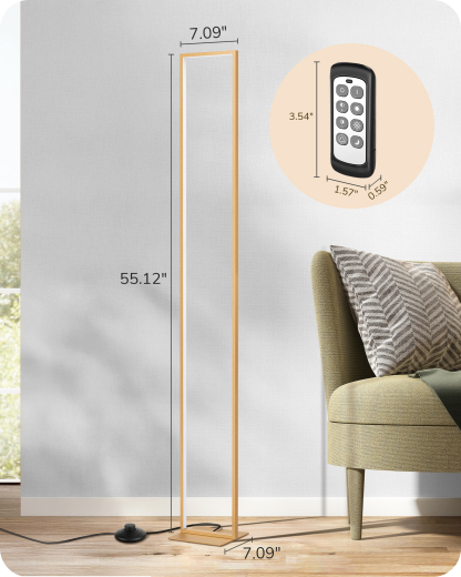 EDISHINE 55" Modern Minimalist LED Floor Lamp, Gold-HFLCD1A