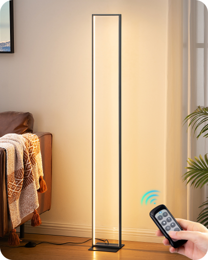 EDISHINE 55" Modern Minimalist LED Floor Lamp, Black-HFLCD1B