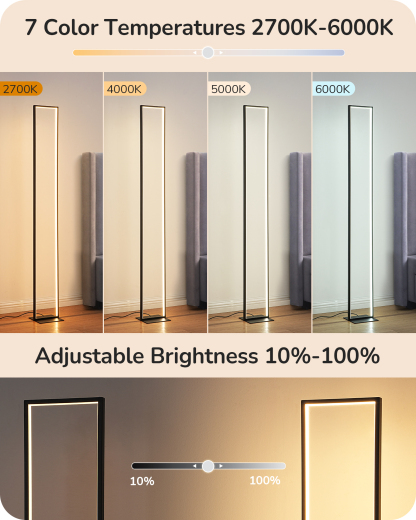 EDISHINE 55" Modern Minimalist LED Floor Lamp, Black-HFLCD1B
