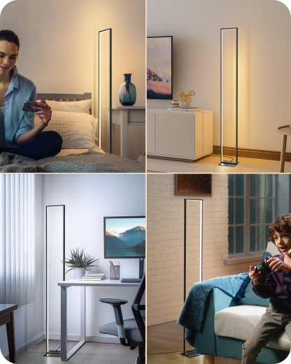 EDISHINE 55" Modern Minimalist LED Floor Lamp, Black-HFLCD1B