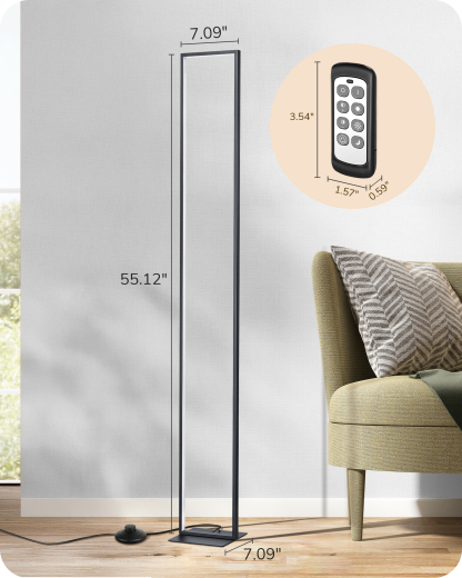 EDISHINE 55" Modern Minimalist LED Floor Lamp, Black-HFLCD1B