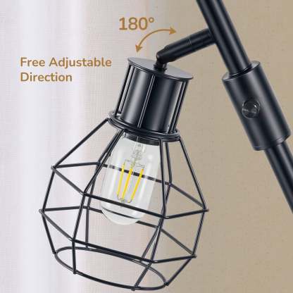 EDISHINE 64.8" Dimmable Tree Floor Lamp,3 Bulbs Included, Black-HFLDA1B