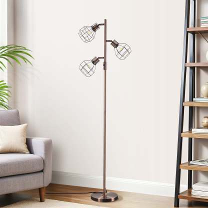 EDISHINE 64.8" Dimmable Tree Floor Lamp,3 Bulbs Included, Bronze-HFLDA1C