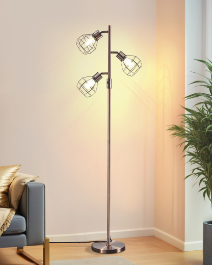 EDISHINE 64.8" Dimmable Tree Floor Lamp,3 Bulbs Included, Bronze-HFLDA1C