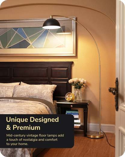 EDISHINE 78.3" Modern Floor Lamp with Rotatable LampHead, Gold/Black-HFLDB1A