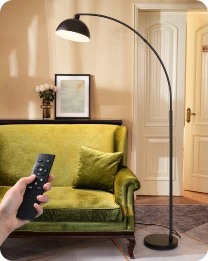 EDISHINE Modern Arc Floor Lamp with Rotatable Lamp Head, Black-HFLDB1B