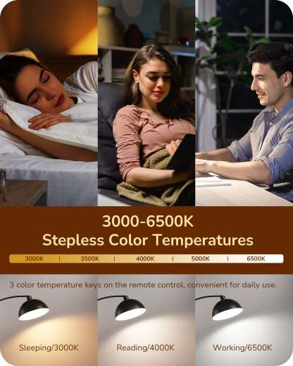 EDISHINE Modern Arc Floor Lamp with Rotatable Lamp Head, Black-HFLDB1B