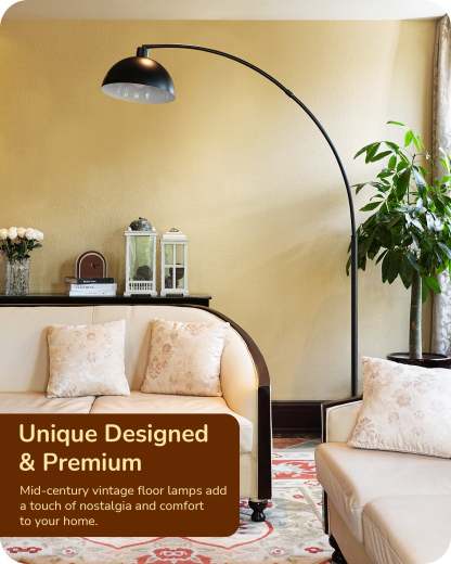 EDISHINE Modern Arc Floor Lamp with Rotatable Lamp Head, Black-HFLDB1B