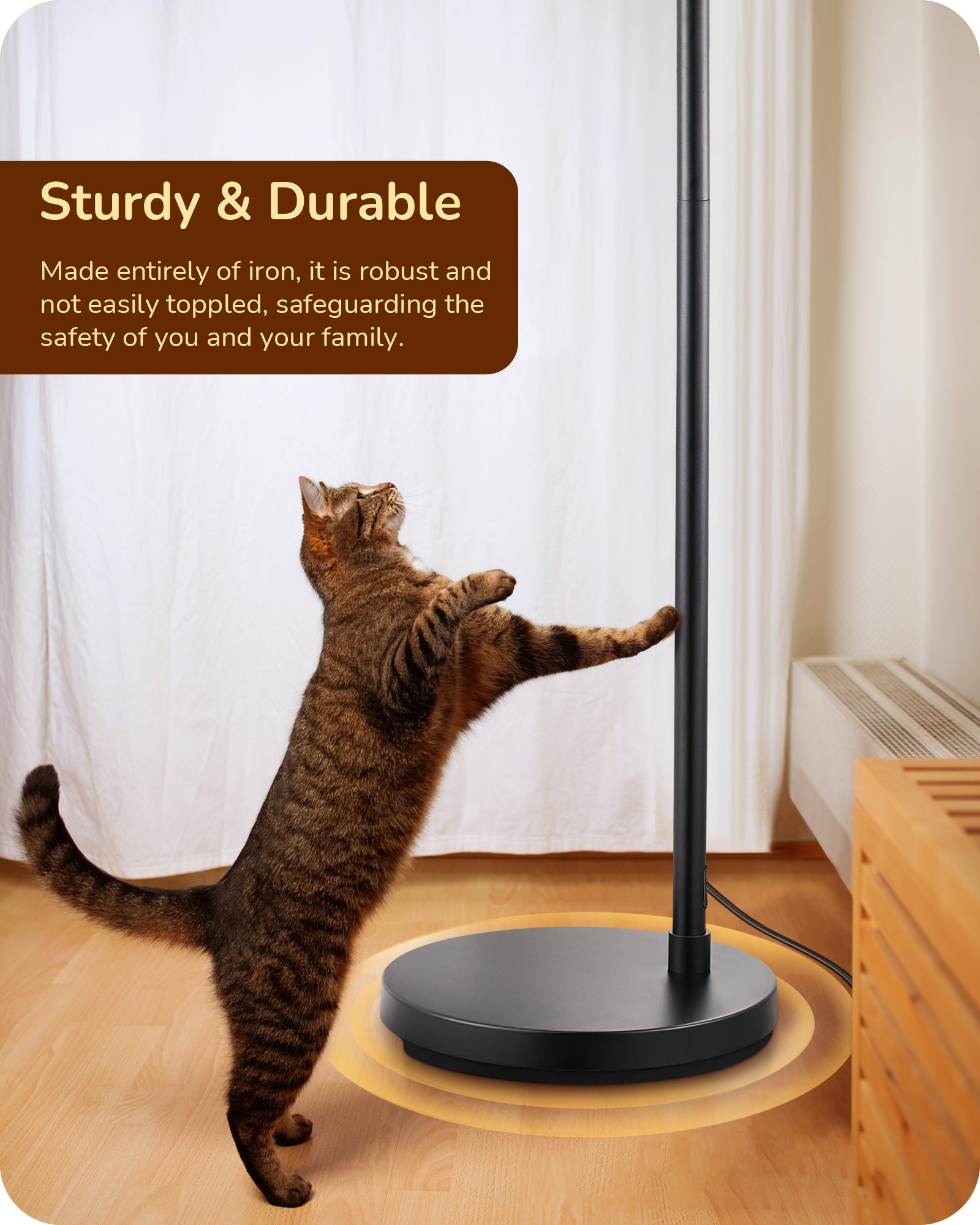EDISHINE Modern Arc Floor Lamp with Rotatable Lamp Head, Black-HFLDB1B