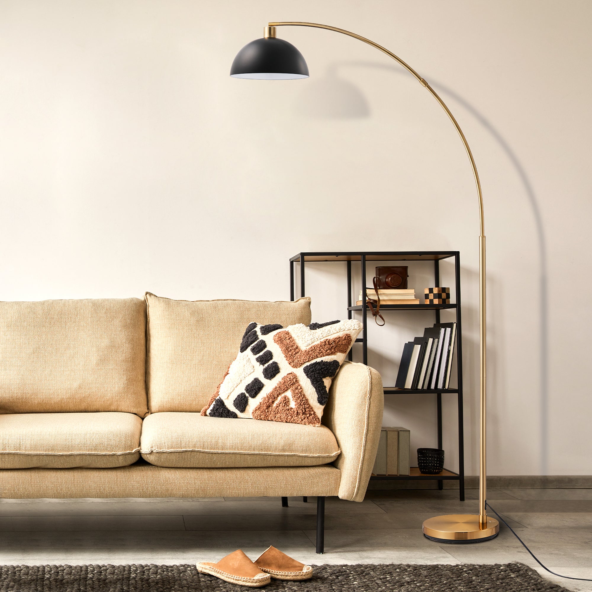 EDISHINE 78.4" Gold Arched Floor Lamp-HFLDB5A