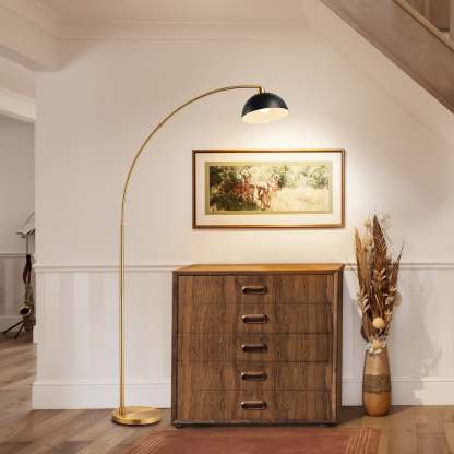 EDISHINE 78.4" Gold Arched Floor Lamp-HFLDB5A