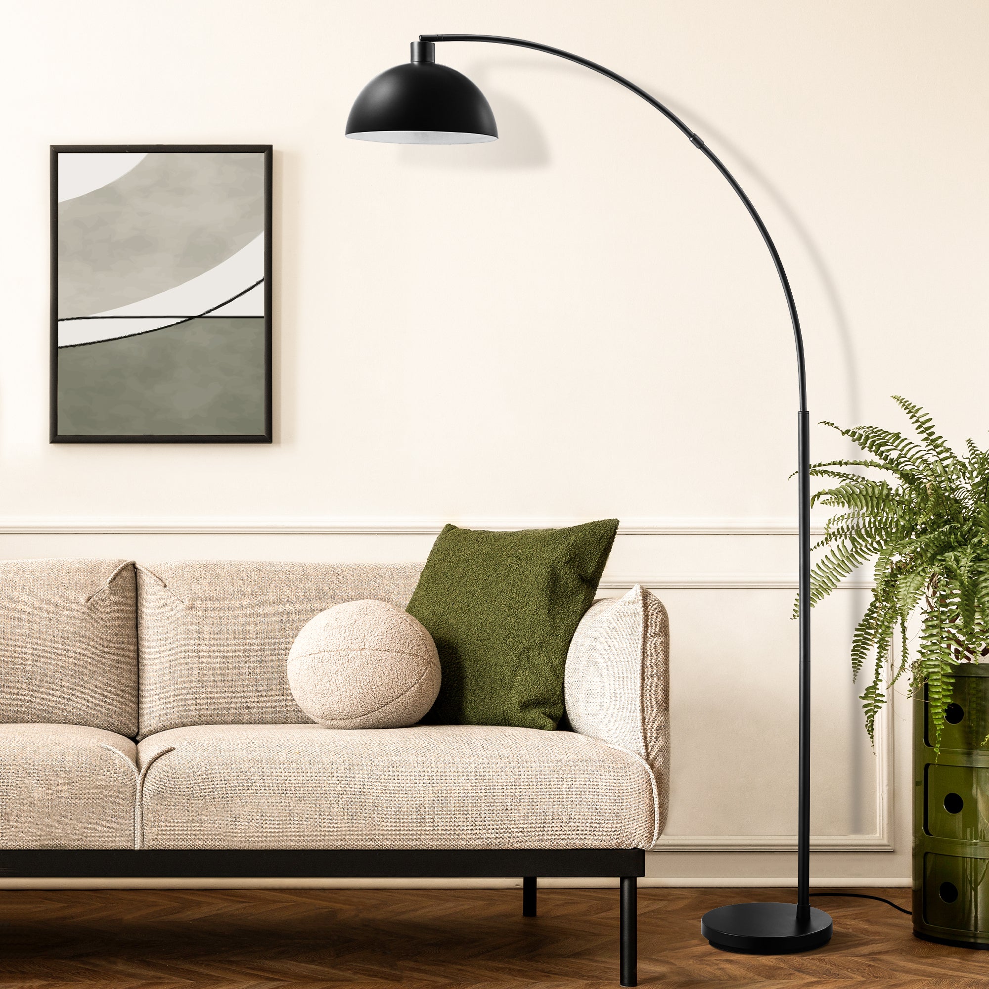 缺货下架EDISHINE 78.4" Black Arched Floor Lamp-HFLDB5B