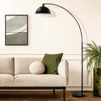缺货下架EDISHINE 78.4" Black Arched Floor Lamp-HFLDB5B