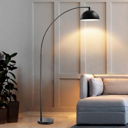 缺货下架EDISHINE 78.4" Black Arched Floor Lamp-HFLDB5B