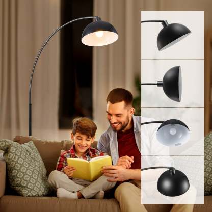 缺货下架EDISHINE 78.4" Black Arched Floor Lamp-HFLDB5B