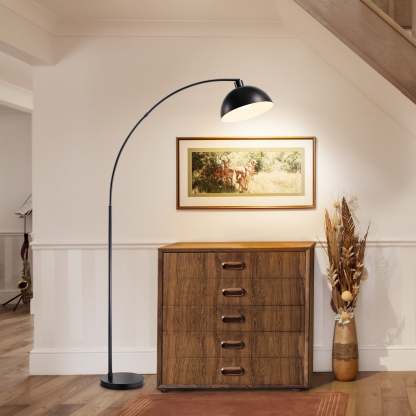 缺货下架EDISHINE 78.4" Black Arched Floor Lamp-HFLDB5B