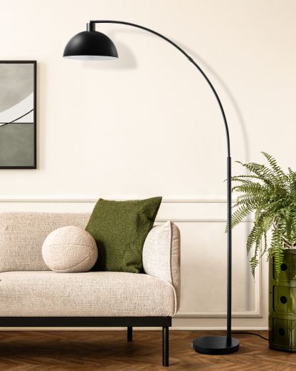 缺货下架EDISHINE 78.4" Black Arched Floor Lamp-HFLDB5B