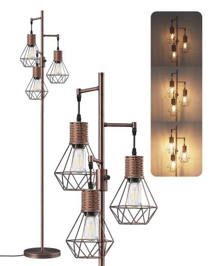 EDISHINE Dimmable Floor Lamp, Electroplated Brushed Red Copper-HFLDC2C-B2B