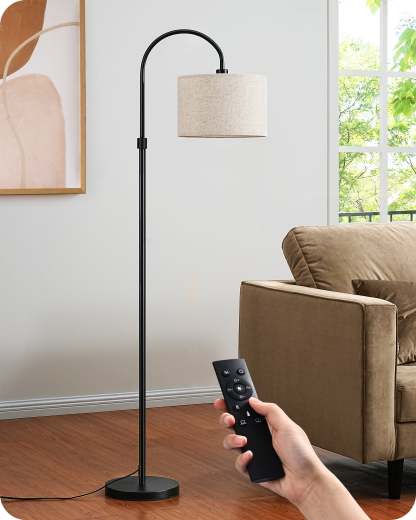 EDISHINE Dimmable Floor Lamp with Remote Control, 3000K-6500K, Black-HFLEA2B