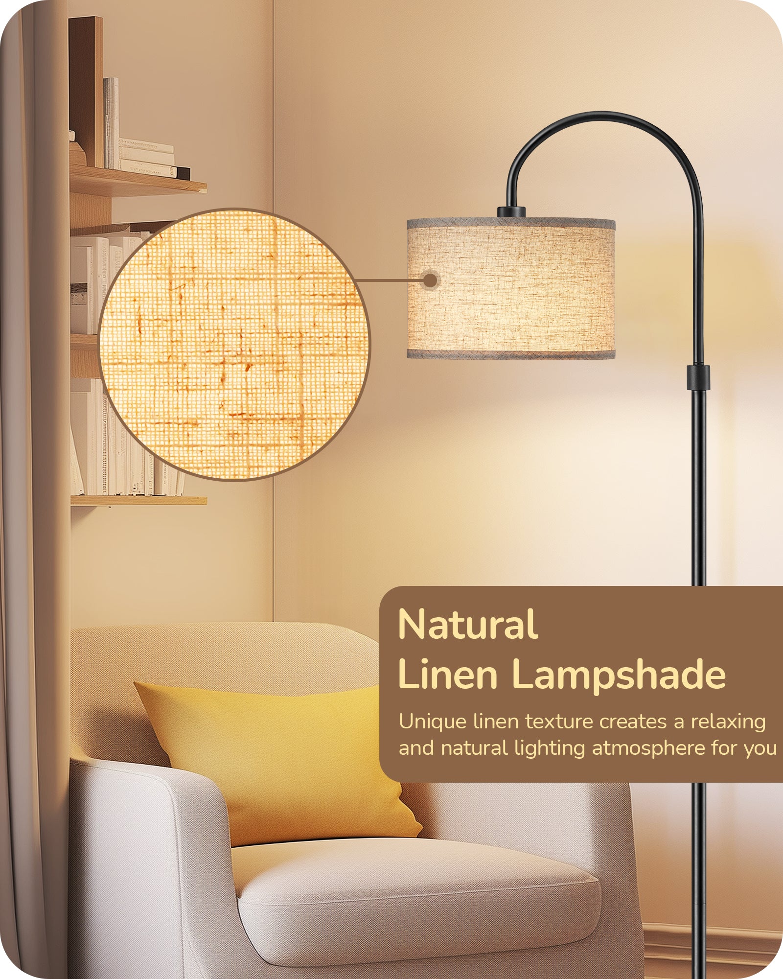 EDISHINE Dimmable Floor Lamp with Remote Control, 3000K-6500K, Black-HFLEA2B