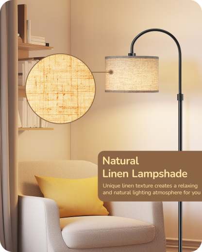 EDISHINE Dimmable Floor Lamp with Remote Control, 3000K-6500K, Black-HFLEA2B