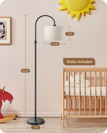 EDISHINE Dimmable Floor Lamp with Remote Control, 3000K-6500K, Black-HFLEA2B