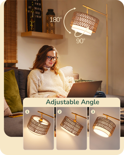 EDISHINE Arc Floor Lamp with 5 Color Temperatures, Adjustable-HFLEA3A