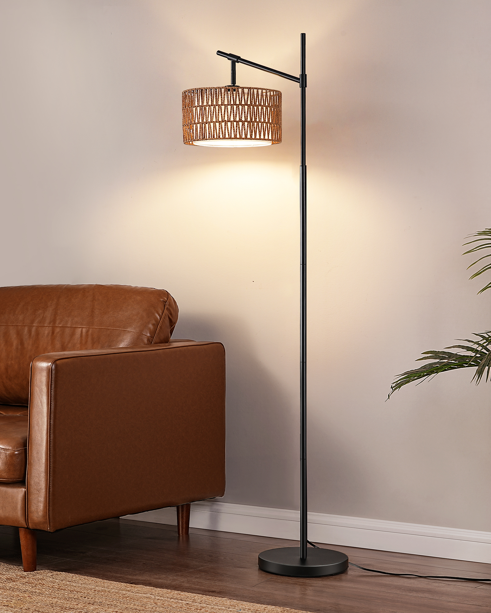 EDISHINE Corner LED Floor Lamp, Dimmable Corner Light with Remote, 3 ...