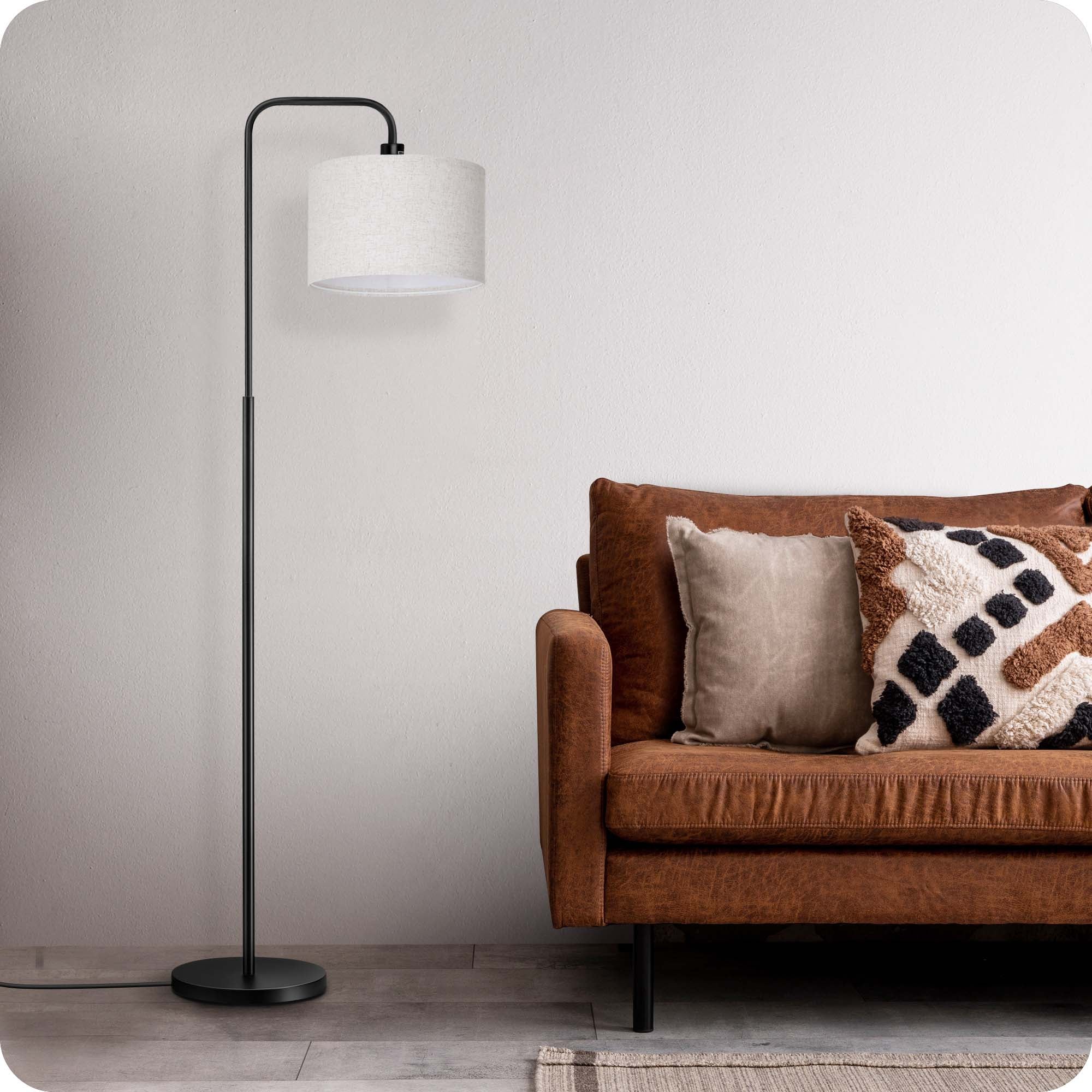 EDISHINE Modern Arc Floor Lamp with Remote for Living Room , 5CCT, Metal Dimmable Pole Lamp with Shade for Bedroom, Office, Bulb Included, Black-HFLEA5B