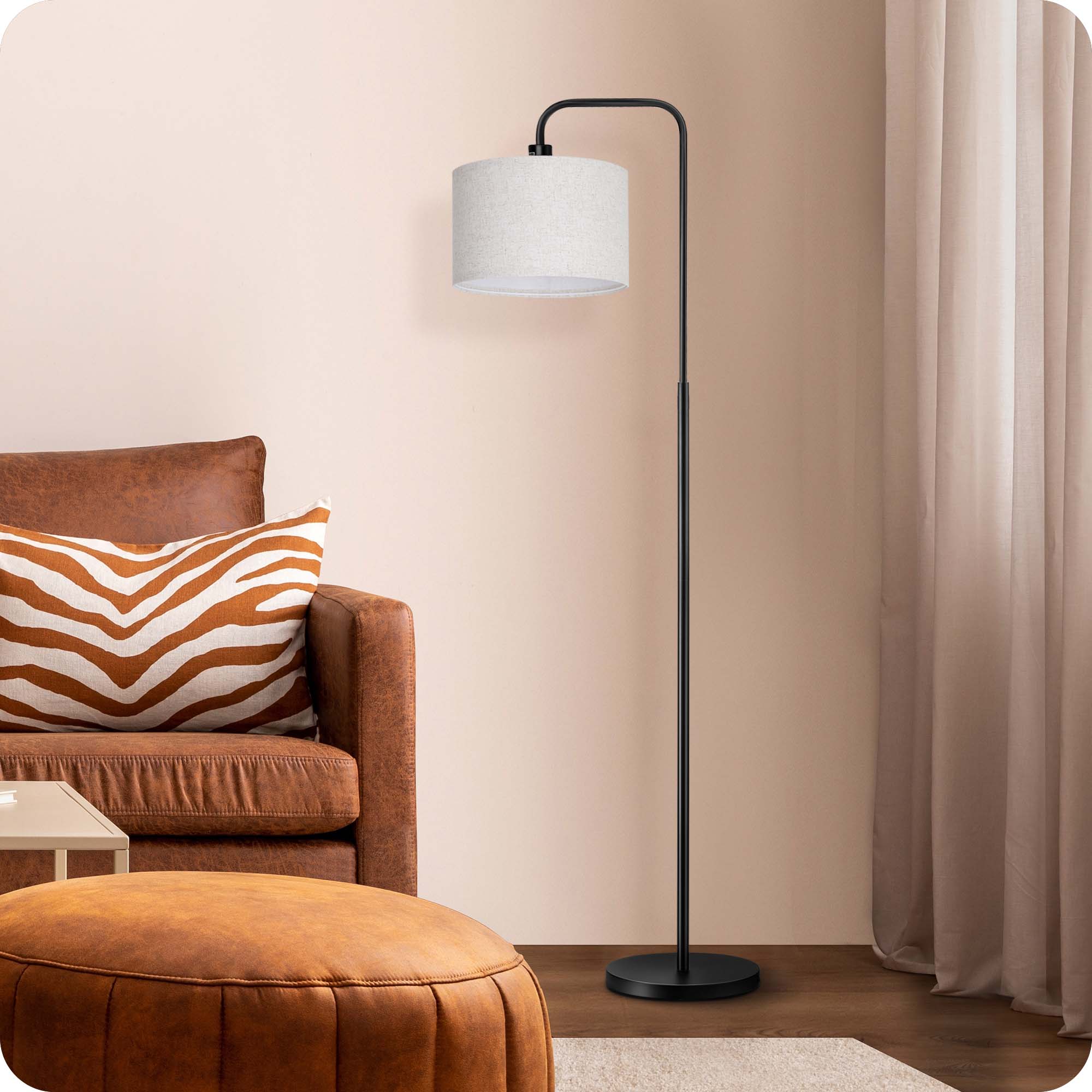 EDISHINE Modern Arc Floor Lamp with Remote for Living Room , 5CCT, Metal Dimmable Pole Lamp with Shade for Bedroom, Office, Bulb Included, Black-HFLEA5B